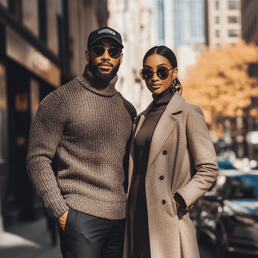 Stylish couple in fall outfits